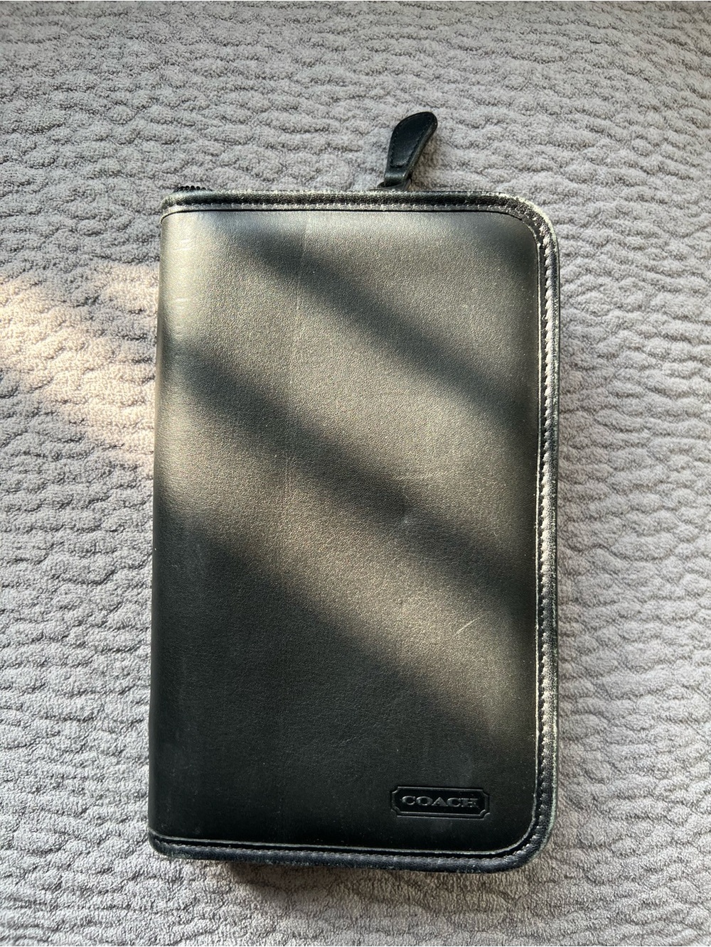 Vintage Coach Black Leather Zip Around Organizer
